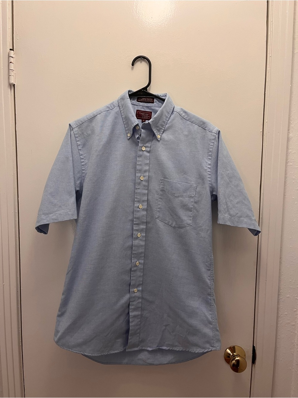 Vintage Light Blue Oxford Short-Sleeve Shirt - Casual Button-Down